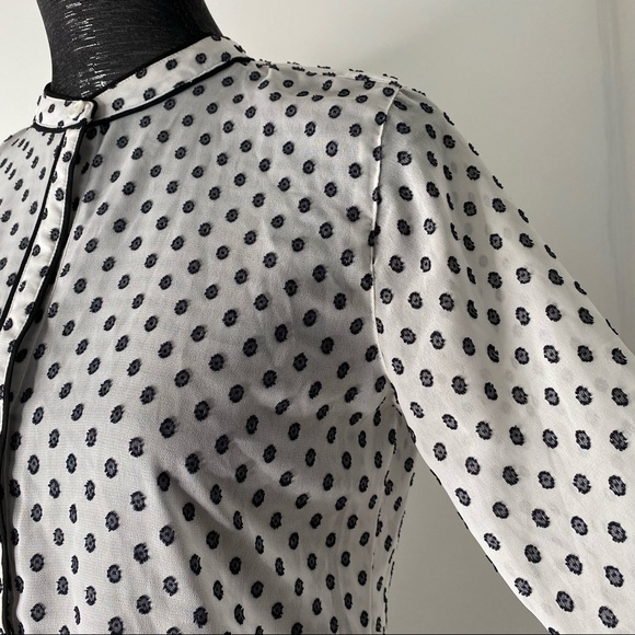 LOFT Black White Swiss Dot Chiffon Blouse - Picture 4 of 13